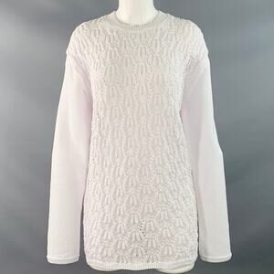 COMME des GARCONS 2022 Size M White Cable Knit Polyester Crew Neck Sweater